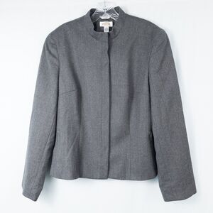 Vintage Talbots Italian Wool Full Zip Blazer Jacket Womens 14 Gray Lined Career